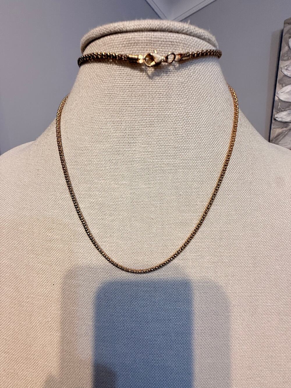 Vintage Gold Tone Textured Chain Necklace 32”